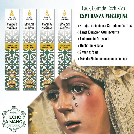 Pack 4 cajas incienso cofrade Esperanza Macarena en varitas