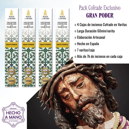 PACK INCIENSO COFRADE GRAN PODER EN VARITAS – 4 CAJAS