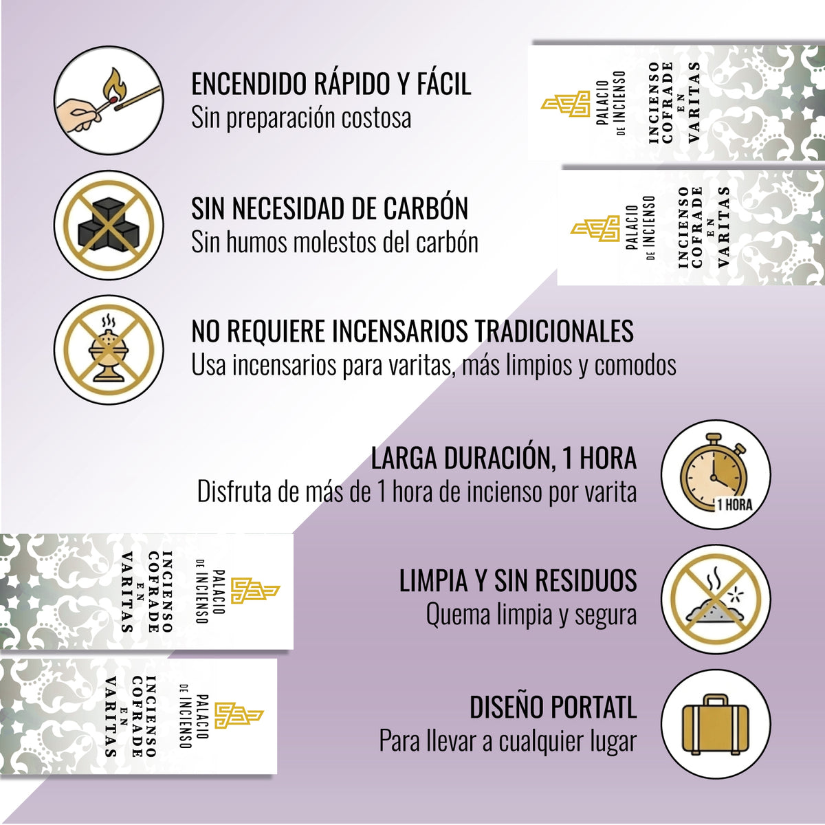 PACK INCIENSO COFRADE GRAN PODER EN VARITAS – 4 CAJAS