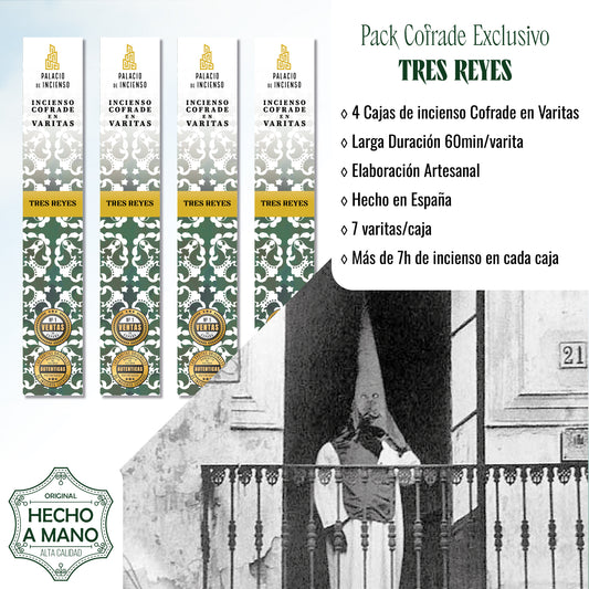 PACK INCIENSO COFRADE TRES REYES EN VARITAS – 4 CAJAS