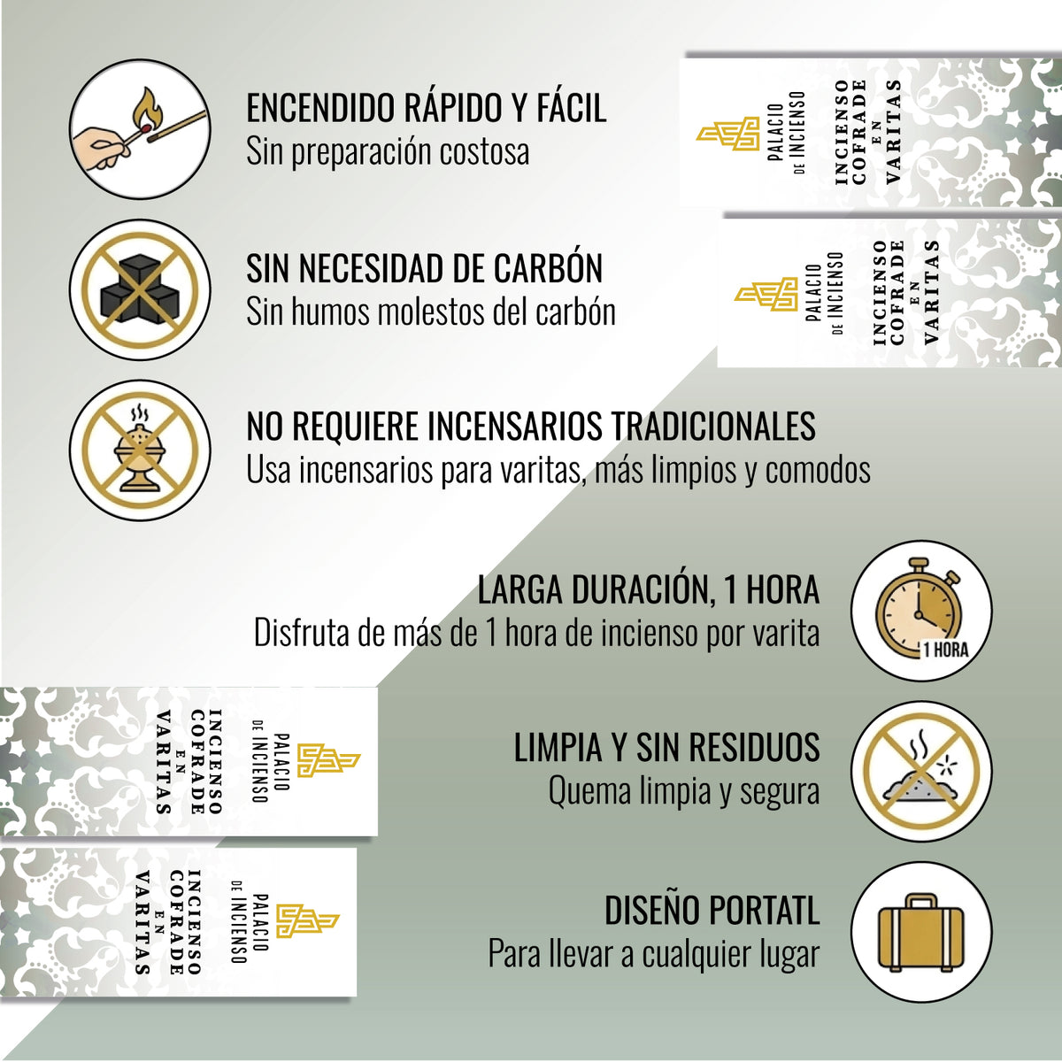 PACK INCIENSO COFRADE TRES REYES EN VARITAS – 4 CAJAS