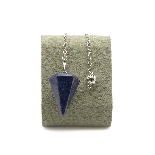 Péndulo de lapislázuli hexagonal azul con vetas doradas de alta calidad para purificación energética e intuición