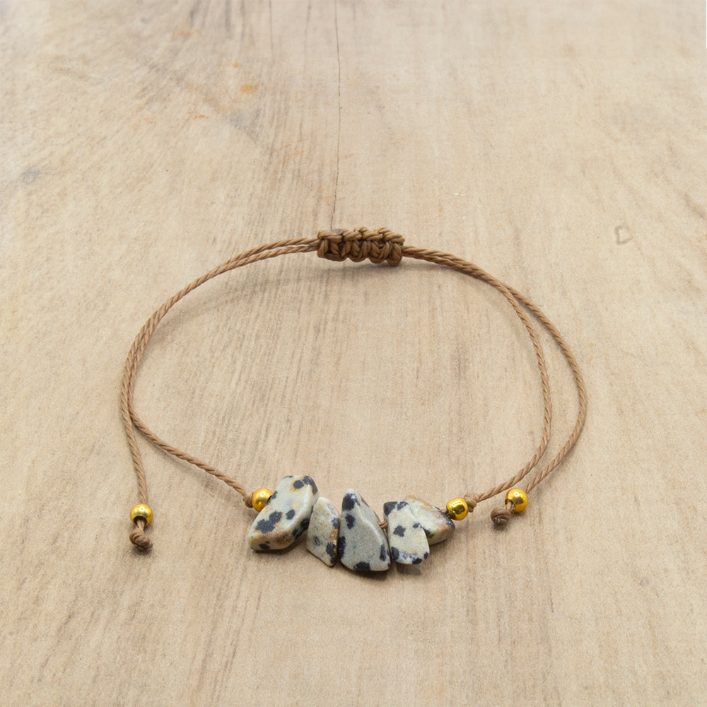 PULSERA DE HILO CON PIEDRA JASPE DÁLMATA