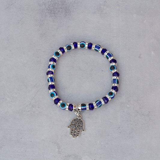 Pulsera de cuentas ojo turco con amuleto Mano de Fátima en acero, amuleto protector contra el mal de ojo y envidia, atrae buena suerte