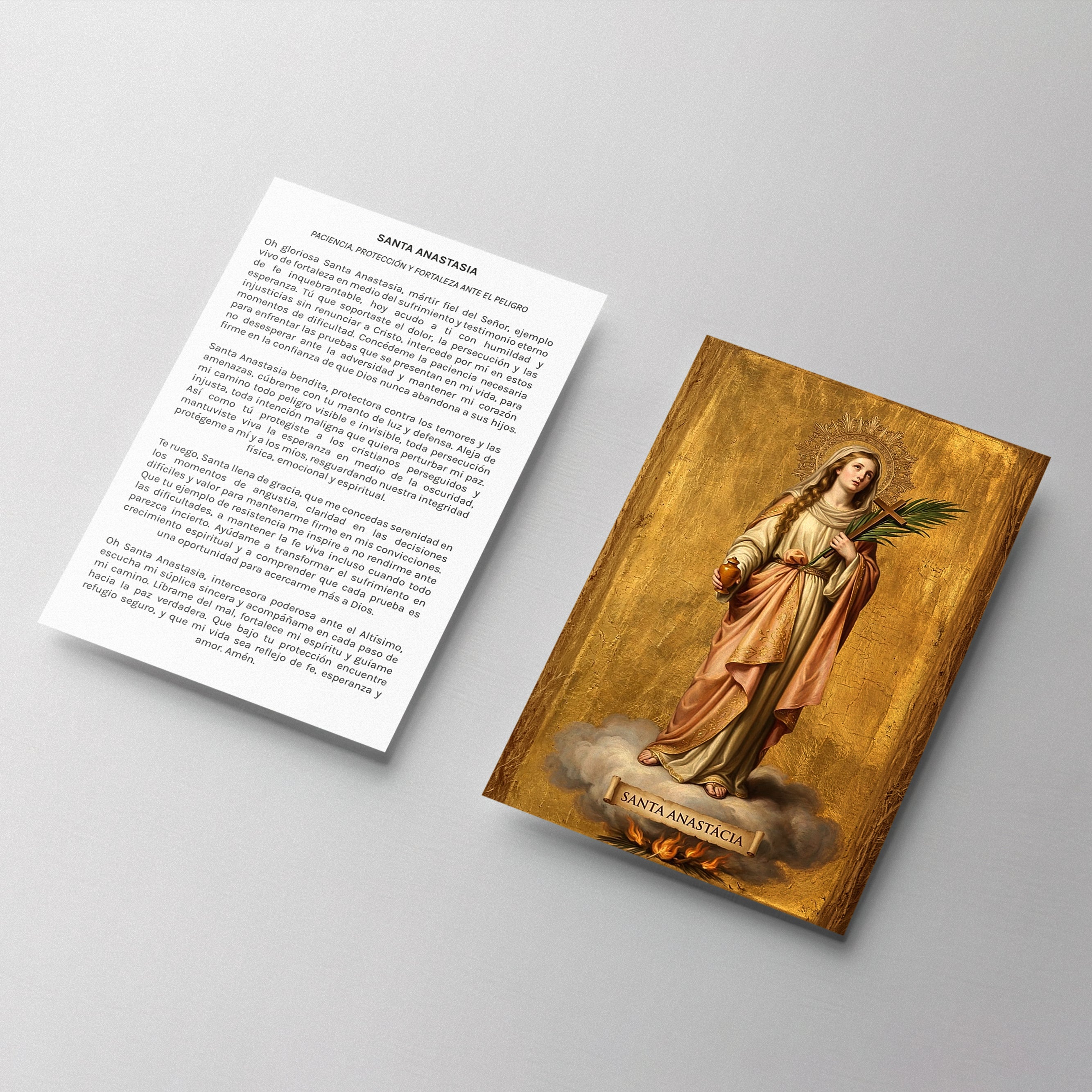 Estampa religiosa de Santa Anastasia mártir Libertadora de las Cadenas para protección y fe