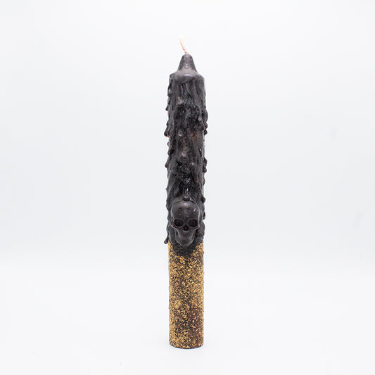 Vela Santa Muerte negra contra brujería con Palo Santo