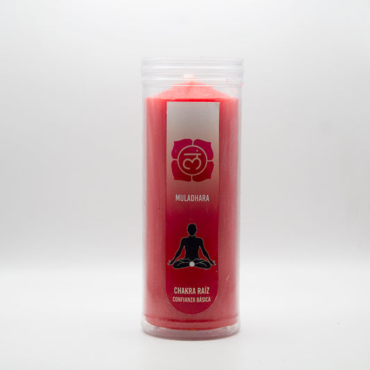 Velón Chakra Raíz Muladhara rojo para Reiki y protección