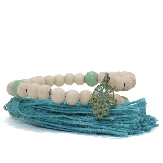 PULSERA MALA 45 CUENTAS MANO DE FÁTIMA